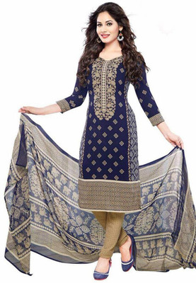PINK WISH Crepe Printed Salwar Suit Material