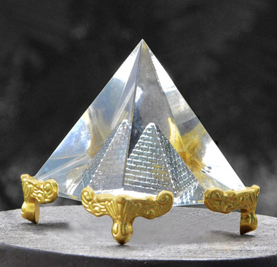 ISVARI Vastu / Feng Shui Crystal Pyramid For Positive Energy And Vastu Correction | Good Luck & Prosperity Decorative Showpiece  -  5 cm(Crystal, Gold)