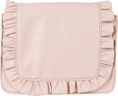 Antin Pink Sling Bag Blush Pink Colour Faux Leather Ruffle Flap Sling Bags