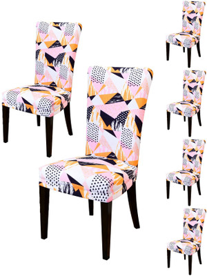 Nendle Polyester Abstract 1 Seater Chair Cover(Multicolor Pack of 6)
