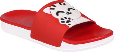 HEEL SEVEN Women Slides(Red , 5)