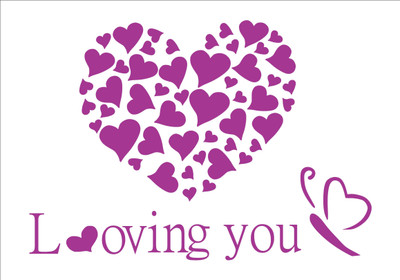 K2A Studio 44 cm loving you purple heart Self Adhesive Sticker(Pack of 1)