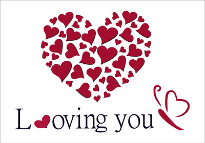 K2A Studio 44 cm loving you red heart Self Adhesive Sticker(Pack of 1)