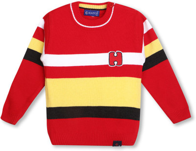 Knitco Striped Round Neck Casual Baby Boys & Baby Girls Multicolor Sweater