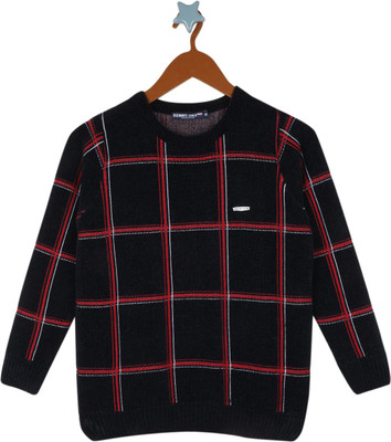 MONTE CARLO Checkered Round Neck Casual Boys Multicolor Sweater