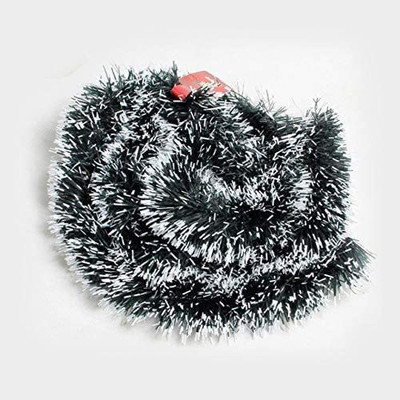 BANSURI ARISTOCRATIC Artificial Tinsel Garland Snow Tipped Green Heavy Christmas Strings |Ribbon for Xmas Christmas and Tree Decoration (6.5 ft Each, Pack of 4)| Green and Snowy Frost (Pack of 4) Ribbon Garlands Pack of 4