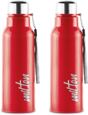 MILTON Steel Fit 600 Insulated Inner Stainless Steel Water Bottle, Set of 2, Red 520 ml Bottle(Pack of 2, Red, Steel)