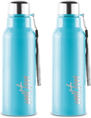 MILTON Steel Fit 600 Insulated Inner Stainless Steel Water Bottle, Set of 2, Light Blue 520 ml Bottle(Pack of 2, Blue, Steel)