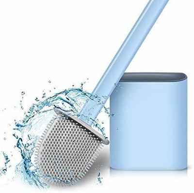 Onprix Toilet Cleaner Brush Silicon Toilet Brush with Slim Holder Flex Toilet Brush Anti-drip Set Toilet Bowl Cleaner Brush, No-Slip Long Handle Soft Silicone Bristle Clean Toilet Corner Easily. Silicone Wet and Dry Brush(Multicolor)