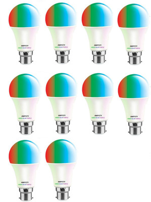 AMYSTY 9 W Basic Round B22 LED Bulb(Multicolor, Pack of 10)