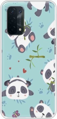 Yooneek Back Cover for Oppo A54 5G, Panda with stick(Multicolor, Pack of: 1)