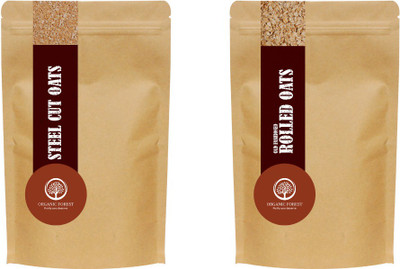 organic forest by Organic Forest Combo Pack Of Steel Cut And Rolled Oats 500gm each Pouch(2 x 0.5 kg)