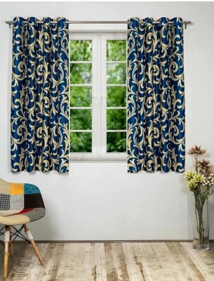 STAMEN 153 cm (5 ft) Polyester Semi Transparent Window Curtain (Pack Of 2)(Printed, Blue)