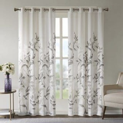 V4S 154 cm (5 ft) Polyester Room Darkening Window Curtain (Pack Of 2)(Floral, White)