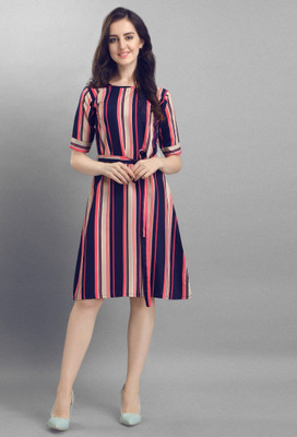 Hiral Creation Women A-line Multicolor Below Knee Dress
