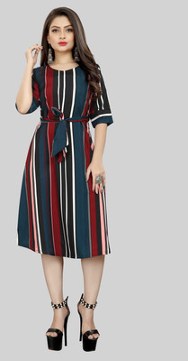 Hiral Creation Women A-line Green Below Knee Dress