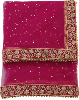 Navsha Creations Net Embroidered Women Dupatta