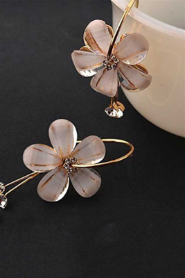 BlueShine Korean Floral Drop Earrings for Women Girls western Trendy Party Wear Stylish Cubic Zirconia Alloy Drops & Danglers