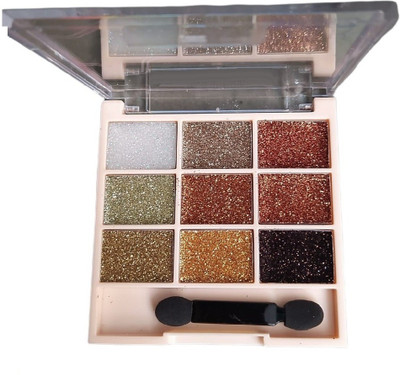YAWI 9 COLORS PRESSED GLITTER EYESHADOW PROFESSIONAL MAKE UP PALETTE SHIMMERY POWDER 10 g(MULTI SHADES)