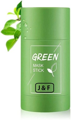 J & F Green Tea Purifying Clay Stick Mask Oil Control Anti-Acne Eggplant Solid Fine,Portable Cleansing Mask Mud Apply Mask, Green Tea Facial Detox Mud Mask (Green Tea) (40 g )(100 ml)