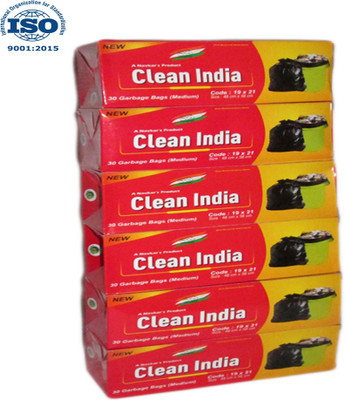 univercel Clean India Black Garbage Bag Medium(Pack of 6)(19x21in)|Garbage bag Medium Size Medium 30 L Garbage Bag  Pack Of 180(180Bag )