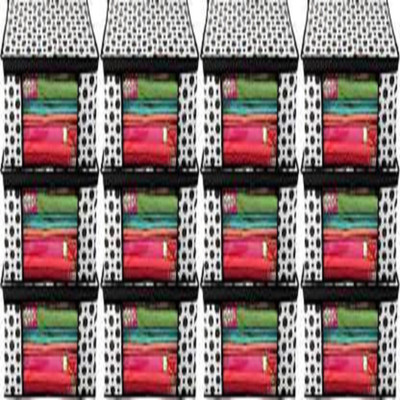 Sameer Enterprises 12 black dot saree cover Designer Polka Dots Design 12 Piece Non Woven Fabric Saree Cover/ Clothes Organiser For Wardrobe Set with Transparent Window, Extra Large,(Black & White) - (Black & White) 12(Black, White) Sameer Enterprises 12 black dot saree cover Designer Polka Dots Design 12 Piece Non Woven Fabric Saree Cover/ Clothes Organiser For Wardrobe Set with Transparent Window, Extra Large,(Black & White) - (Black & White) 12(Black, White)