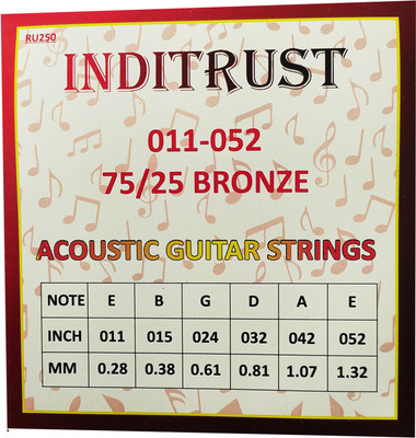 Inditrust Acoustic Guitar String 011-052 Accustic Guitar String 75/25 Bronze Guitar String(6 Strings)