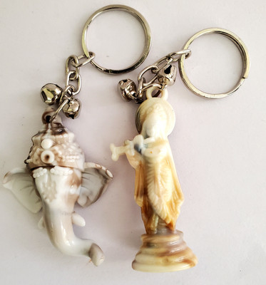 ShopTalk Marble finish Lord Ganesha and krishna Pack of 2 Key Chain