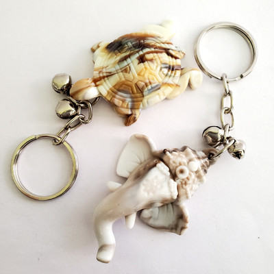 ShopTalk Lord Ganesha Marble Finish Tortoise Key Chain