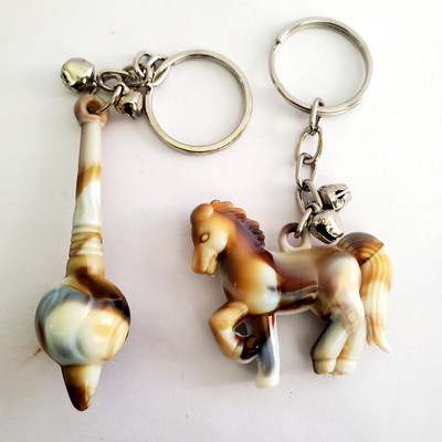 ShopTalk Marble finish Hanuman Gada and Horse Pack Of 2 Key Chain