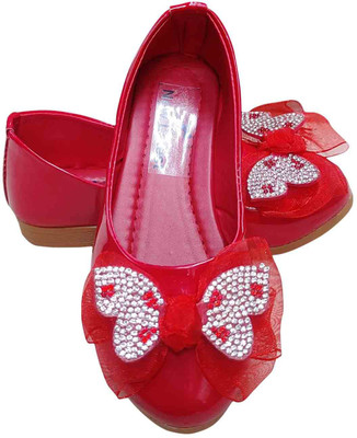 NEWLATESTENT Girls Slip on Ballerinas(Red, 8-8.5yr)