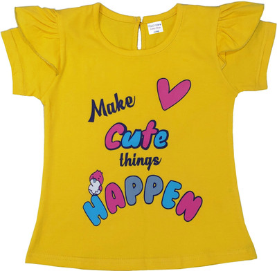 Kiddyboo Girls Casual Pure Cotton Tank Top(Yellow, Pack of 1)