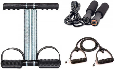 SUN SHADOW Combo Of Double Spring Tummy Trimmer, Skipping Rope And Adjustable Single Toning Tube Exercise Strength Training Home Gym Equipment Fitness Body Toner for Men and Women Fitness Accessory Kit Kit SUN SHADOW Combo Of Double Spring Tummy Trimmer, Skipping Rope And Adjustable Single Toning Tube Exercise Strength Training Home Gym Equipment Fitness Body Toner for Men and Women Fitness Accessory Kit Kit