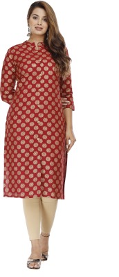 Kannika fashion Women Printed Frontslit Kurta(Maroon)