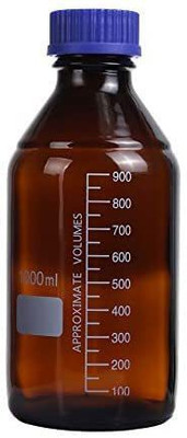 Salco Reagent Narrow Mouth Bottle with Screw Cap Heat Resistant Borosilicate 3.3 Glass with Graduation & GL 45 Cap Closure - Amber (1000 ML) Laboratory Dropper Bottle(Borosilicate Glass 1000 ml Pack of1)