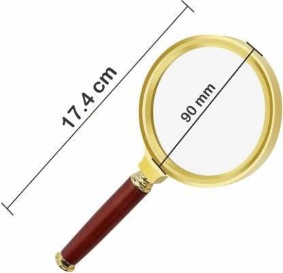 surya globe Retro style Hand held Magnifying Glass 90mm 10x High Power Handheld Magnifying Glass for Reading and viewing small objects 10X MAGNIFYING GLASS(GOLDER-RED)