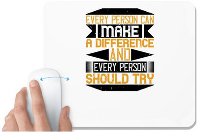 UDNAG White Mousepad 'Volunteers | Every person can make a difference, and every person should try' for Computer / PC / Laptop [230 x 200 x 5mm] Non Slip Base Mousepad(White)