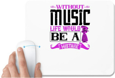 UDNAG White Mousepad 'Music Violin | Without music, life would be a mistake' for Computer / PC / Laptop [230 x 200 x 5mm] Non Slip Base Mousepad(White)