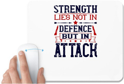 UDNAG White Mousepad 'Airforce | Strength lies not in defence but in attack' for Computer / PC / Laptop [230 x 200 x 5mm] Mousepad(White)