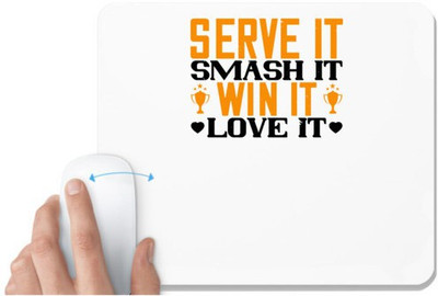 UDNAG White Mousepad 'Badminton | Serve it, smash it, win it, love it' for Computer / PC / Laptop [230 x 200 x 5mm] Non Slip Base Mousepad(White)
