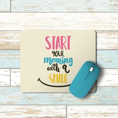 FA6 Motivational Rubber Mouse Pad Digital Printed Anti-Slip Mouse Pads for Wireless Mouse, Desktop and Gaming Laptop Computers (Off White Start Your Morning with a Smile Mouse Pad) Mousepad(Off White)