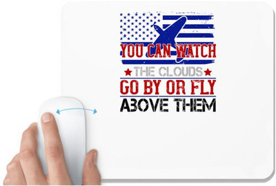 UDNAG White Mousepad 'Airforce | You can watch the clouds go by or fly above them' for Computer / PC / Laptop [230 x 200 x 5mm] Non Slip Base Mousepad(White)