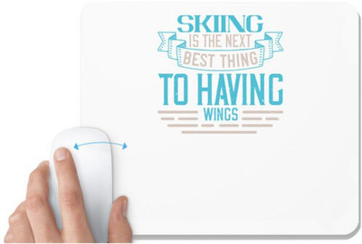 UDNAG White Mousepad 'Skiing | Skiing is the next best thing to having wings' for Computer / PC / Laptop [230 x 200 x 5mm] Non Slip Base Mousepad(White)