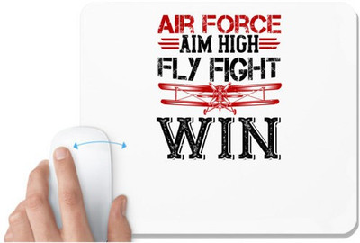 UDNAG White Mousepad 'Airforce | air force aim high fly fight win' for Computer / PC / Laptop [230 x 200 x 5mm] Non Slip Base Mousepad(White)