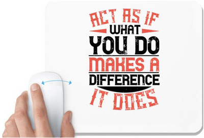 UDNAG White Mousepad 'Volunteers | Act as if what you do makes a difference. It does' for Computer / PC / Laptop [230 x 200 x 5mm] Non Slip Base Mousepad(White)