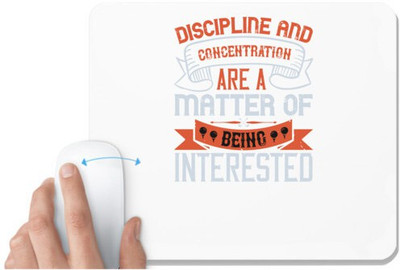 UDNAG White Mousepad 'Golf | Discipline and concentration are a matter of being interested' for Computer / PC / Laptop [230 x 200 x 5mm] Non Slip Base Mousepad(White)