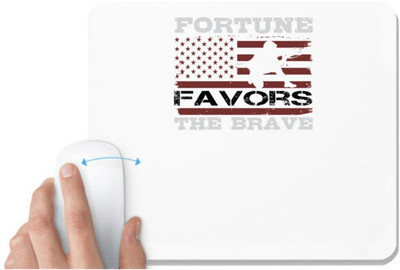 UDNAG White Mousepad 'Military | Fortune favors the brave' for Computer / PC / Laptop [230 x 200 x 5mm] Non Slip Base Mousepad(White)