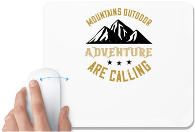 UDNAG White Mousepad 'Adventure Mountain | mountains outdoor adventure are calling' for Computer / PC / Laptop [230 x 200 x 5mm] Non Slip Base Mousepad(White)
