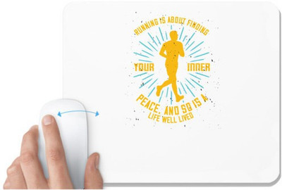UDNAG White Mousepad 'Running | Running is about finding your inner peace, and so is a life well lived' for Computer / PC / Laptop [230 x 200 x 5mm] Mousepad(White)