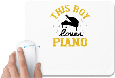 UDNAG White Mousepad 'Piano | this boy loves piano' for Computer / PC / Laptop [230 x 200 x 5mm] Non Slip Base Mousepad(White)